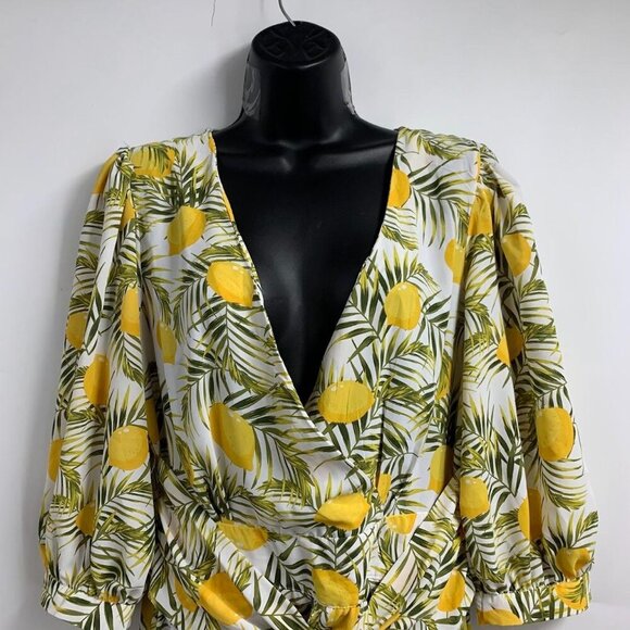 Fashion Nova Women's Lemon Drop Hi Low Long Sleeve V Neck Dress‎ Size L NWT - Picture 5 of 15